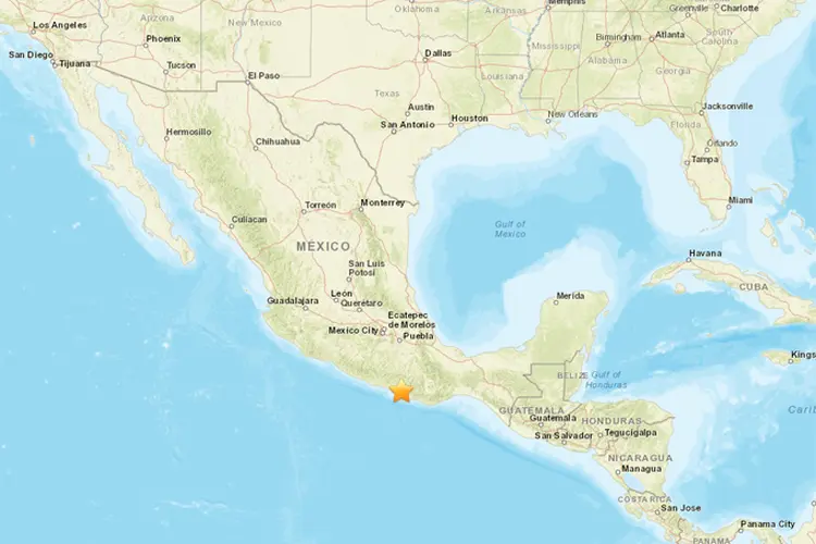 Tremor no México: até agora, as autoridades de Proteção Civil não relataram nenhum dano causado pelo terremoto (USGS/Reprodução)