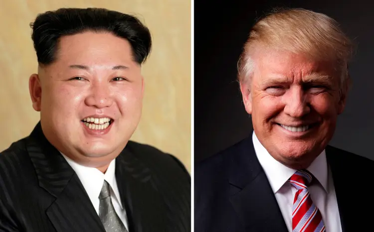 Kim e Trump: o presidente americano cancelou a reunião com o líder norte-coreano na última semana, mas os países já retomaram o diálogo (REUTERS/KCNA handout via Reuters/File Photo & REUTERS/Lucas Jackson/File Photo/Reuters)