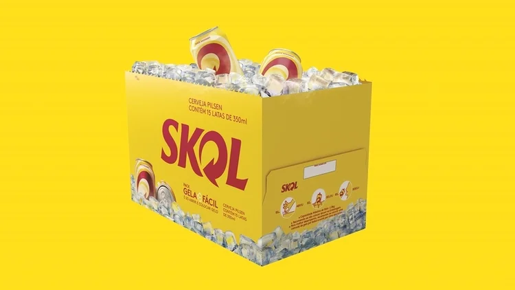 Skol: nova embalagem permite gelar  latas de cerveja (Skol/Divulgação)