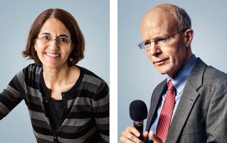 Frances Hagopian (à esq.) e Scott Mainwaring: o sistema partidário frágil abre espaço para salvadores da pátria e incertezas quanto ao futuro da política (Stephanie Mitchell/Harvard University/Divulgação)