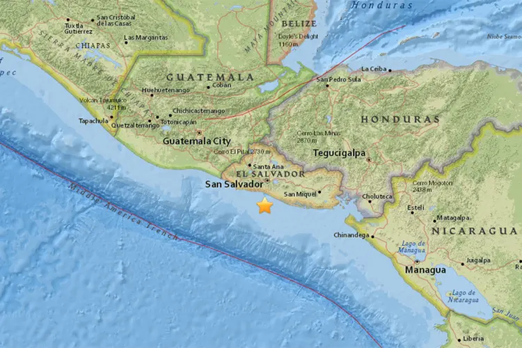Terremoto em El Salvador: não houve relatos iniciais de vítimas ou danos a estrutura (USGS/Reprodução)