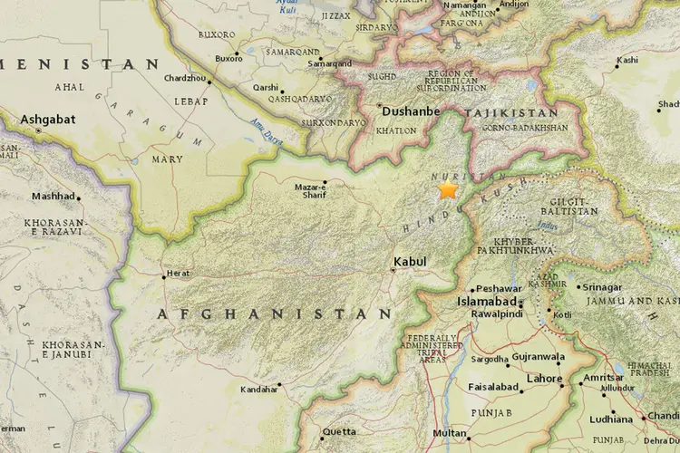 Terremoto foi sentido em várias cidades do Paquistão e no norte da Índia (USGS/Reprodução)