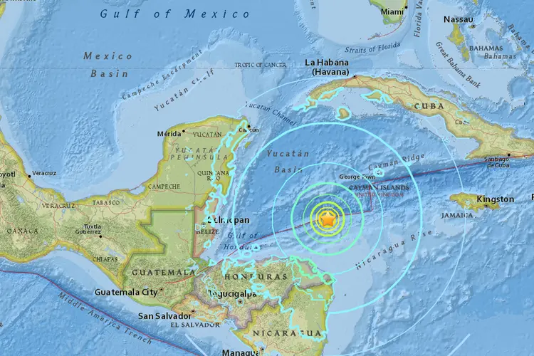 Tremor aconteceu por volta das 23h (horário local, 1h de Brasília, desta quarta-feira) (USGS/Reprodução)