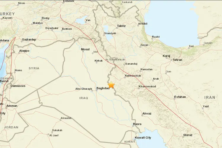 Tremores secundários continuaram a ser sentidos na região central do Iraque uma hora após o tremor inicial (USGS/Reprodução)