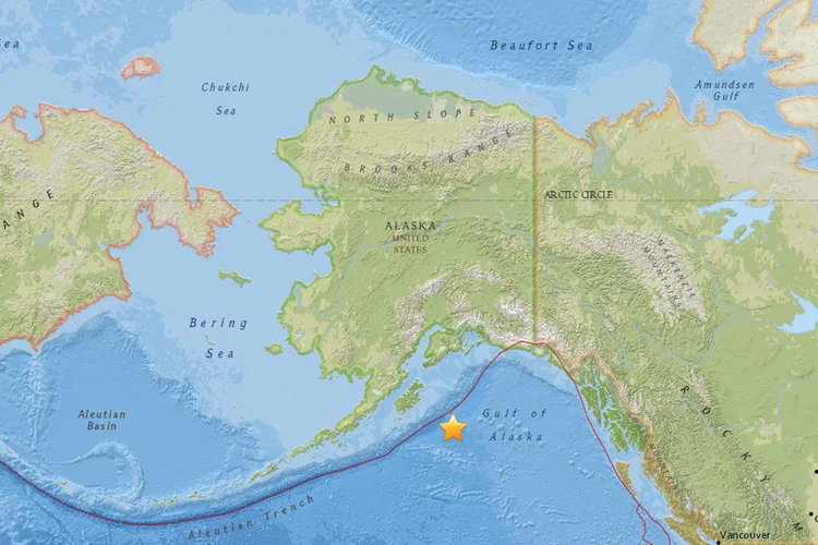 Terremoto: foram emitidos alertas de tsunami para partes do Alasca e do Canadá (USGS/Reprodução)