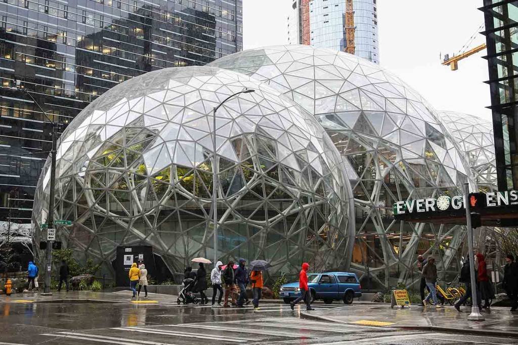 Novo escritório da Amazon é formado por esferas florestadas; veja
