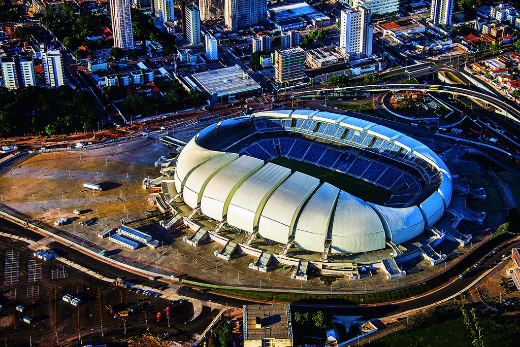 Vista aérea da Arena das Dunas &#8211; estádio construído para sediar a Copa do Mundo 2014