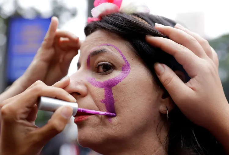 Dia da Mulher: em Brasília, centenas de manifestantes fizeram uma marcha a favor da igualdade de gênero (Paulo Whitaker/Reuters)