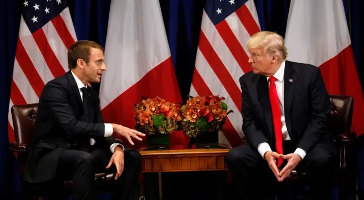 Macron e Trump: "Os dois líderes têm um grande respeito mútuo, uma grande amizade, que lhes permite ter conversas francas", disse o presidente francês (Kevin Lamarque/Reuters)