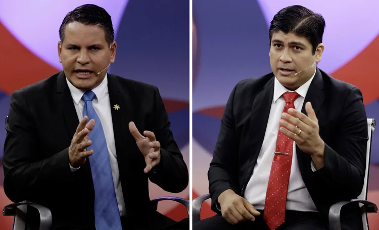 Fabricio Alvarado Munoz e Carlos Alvarado Quesada, candidatos à presidência da Costa Rica (Juan Carlos Ulate/Reuters)