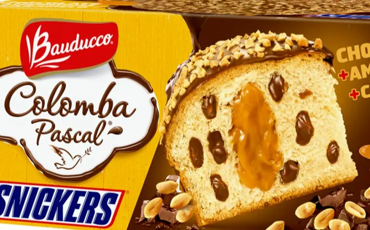 Colomba Pascal sabor Snickers: parceria da Mars e da Bauducco (Mars/Bauducco/Divulgação)
