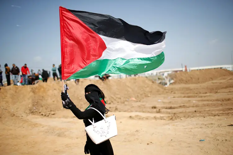 Protesto palestino em Gaza (Mohammed Salem/Reuters)