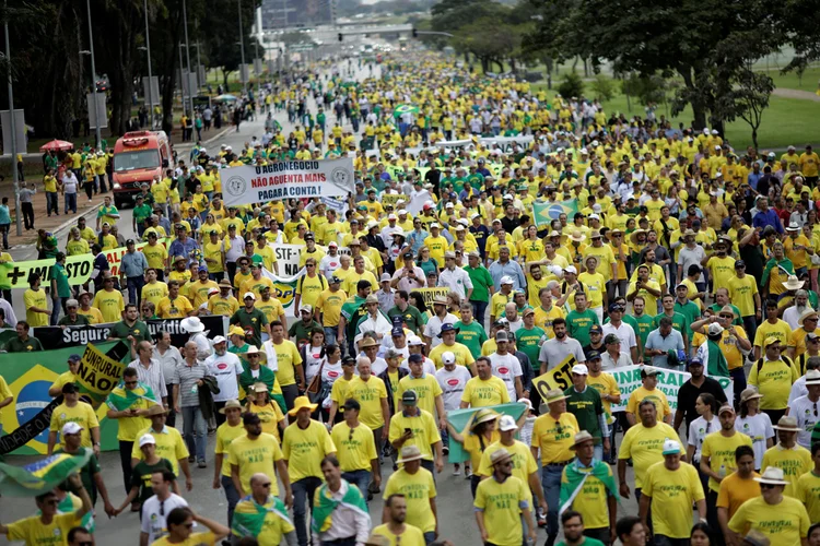 Manifestações: Kim Kataguiri, líder do Movimento Brasil Livre, cobrou o PSDB pela falta de empenho pela prisão de Lula (Ueslei Marcelino/Reuters)