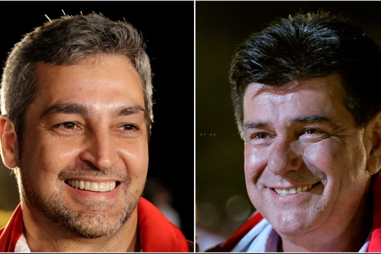 Os dois candidatos que lideram as pesquisas de opinião na eleição do Paraguai: Mario Abdo Benitez e Efrain Alegre (Jorge Adorno/File photo/Reuters)