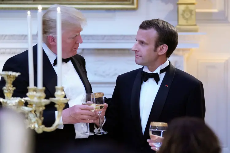 Trump e Macron: francês disse ainda que, mesmo após três dias de visita oficial, ele não sabe qual será a decisão final de americano sobre Irã (Carlos Barria/Reuters)