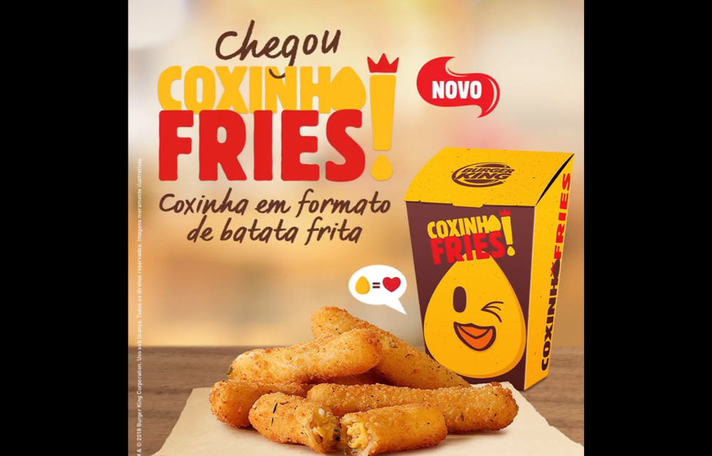 Burger King lança coxinha em formato de batata frita