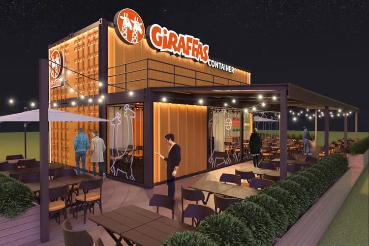 Giraffas Container: rede de fast food e pratos lança modelo mais enxuto que o de lojas de rua (Decora Express/Giraffas/Divulgação)