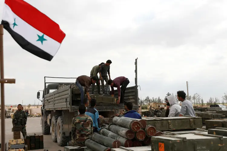 Exército da Síria em Damasco: a região sul da capital foi severamente afetada (Omar Sanadiki/Reuters)