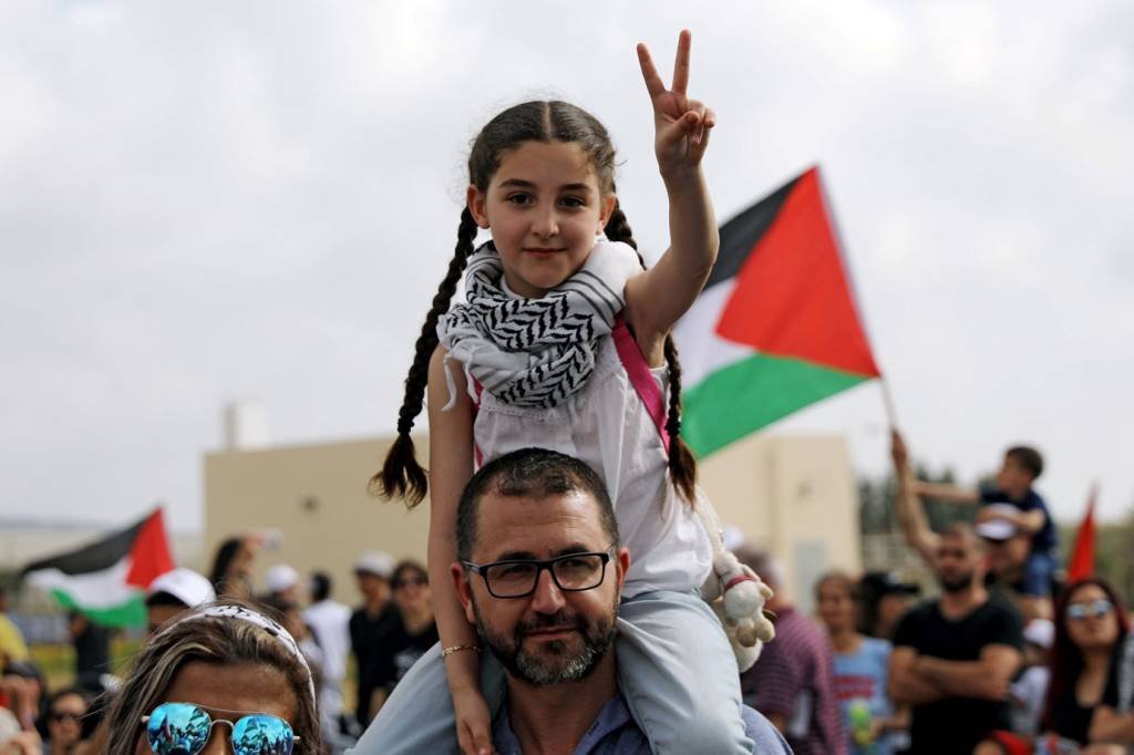 Palestinos protestam no 70º aniversário de Israel