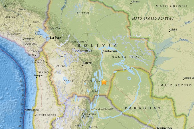 Terremoto de magnitude 6,8 atinge a Bolívia