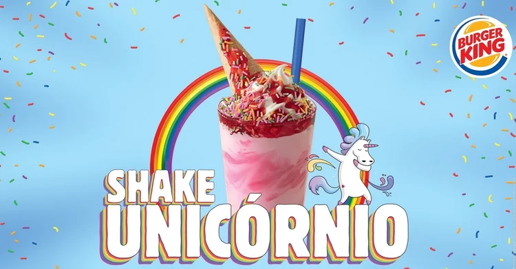 Lançamento do Burger King: milk shake "sabor unicórnio" (Burger King/Divulgação)