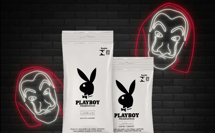Campanha dos Preservativos Playboy: brincadeira com série "La Casa de Papel" (Facebook/Reprodução)