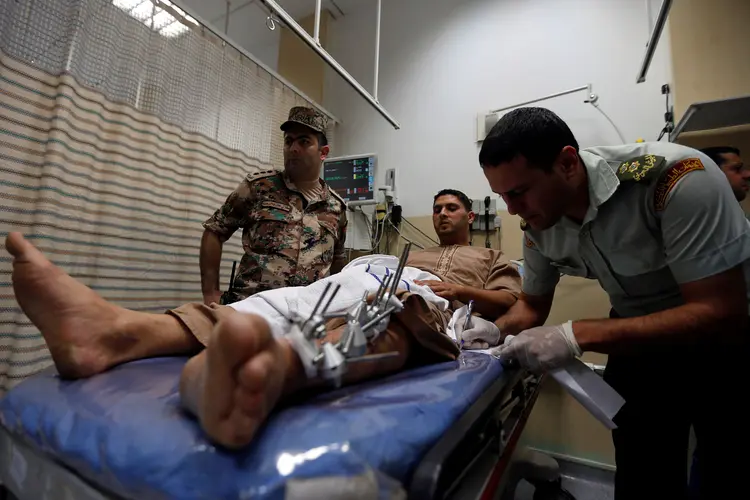 Centro Médico Al Hussein: 20 dos 56 feridos foram baleados pelas tropas israelenses, Segundo fontes do sistema médico palestino (Muhammad Hamed/Reuters)