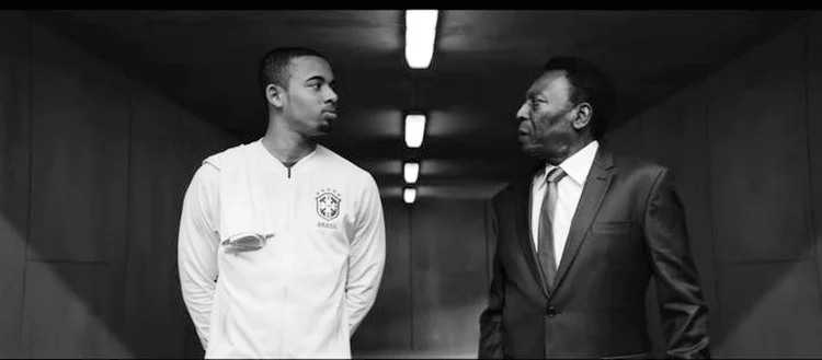 Gabriel Jesus e Pelé: comercial da Vivo para a Copa (Divulgação)