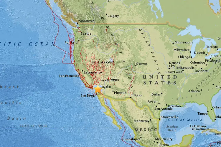 Los Angeles: o epicentro do tremor fica a 11 quilômetros de Cabazon (Earthquak/Reprodução)