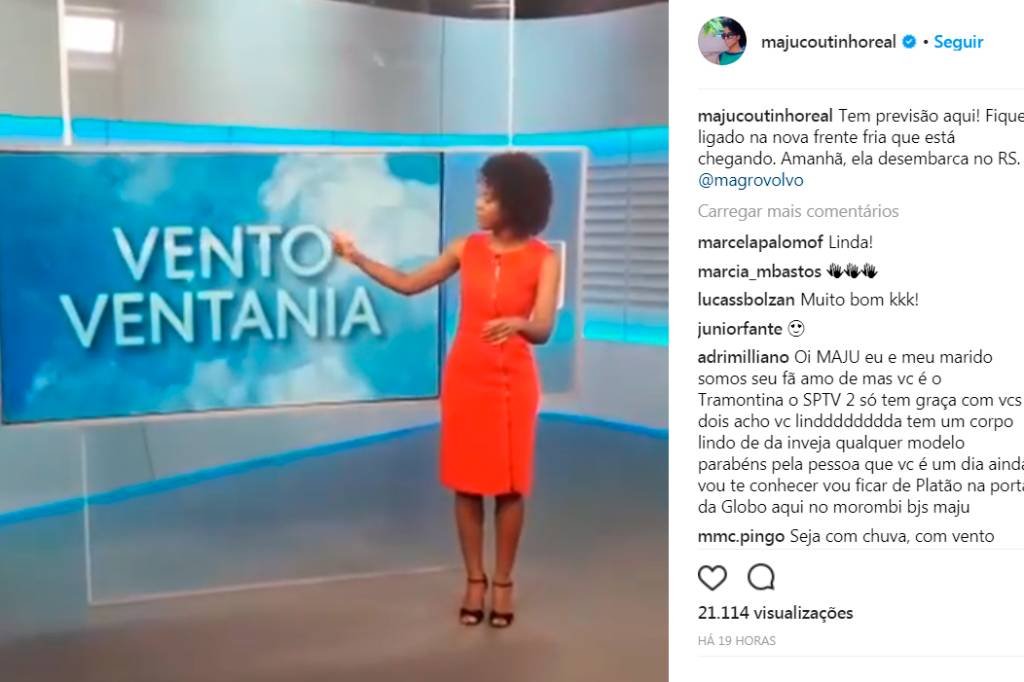 Sem espaço no JN, Maju Coutinho faz previsão do tempo no Instagram