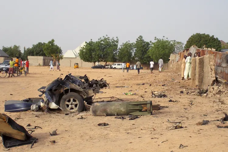 Local de ataque terrorista conduzido pelo grupo Boko Haram em Maiduguri, Nigéria (Ola Lanre/Reuters)