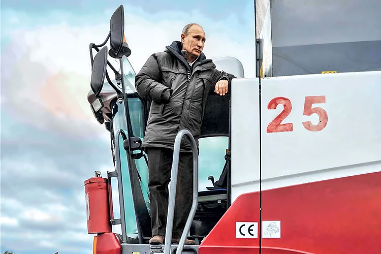 Vladimir Putin, da Rússia, em visita à plantação de trigo: o país teve a maior produção agrícola em 40 anos (Alexei Nikolsky/Reuters)