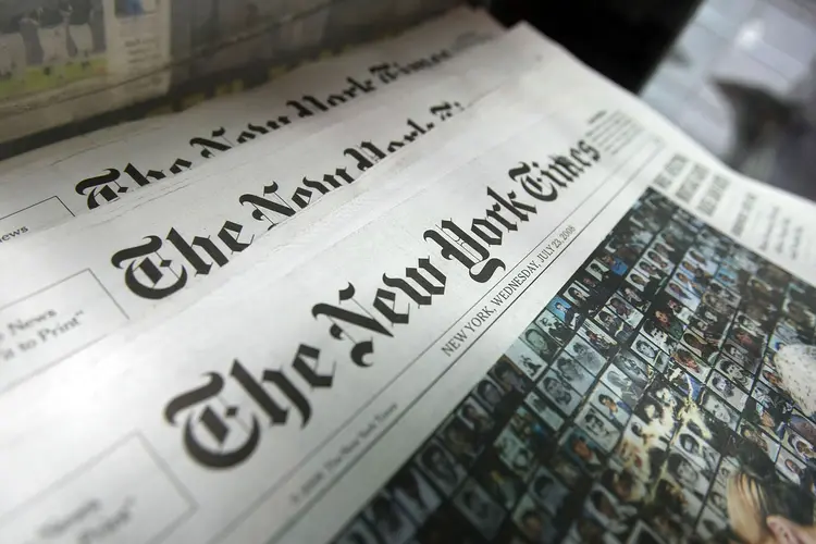The New York Times: as assinaturas do jornal impresso representam 63% do faturamento do grupo (Mario Tama/Getty Images)