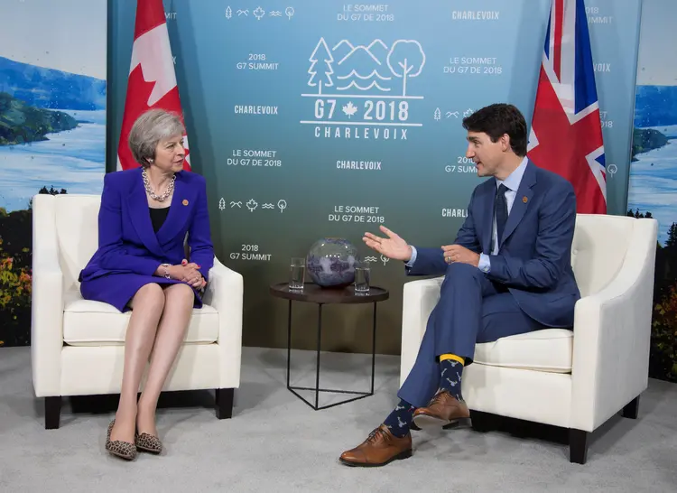 A reunião bilateral entre Canadá e o Reino Unido durou cerca de 30 minutos (Christinne Muschi/Reuters)