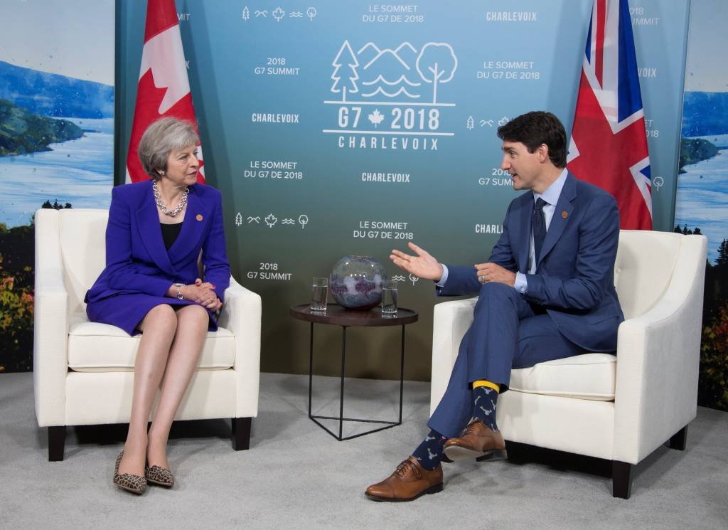 May e Trudeau se reúnem antes do início da Cúpula do G7