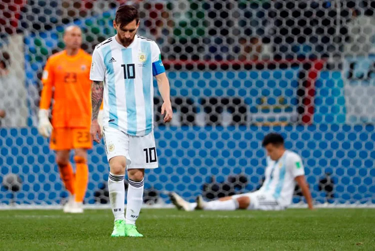 Lionel Messi após gol da Croácia em jogo contra a Argentina (Today Sports/Reuters)