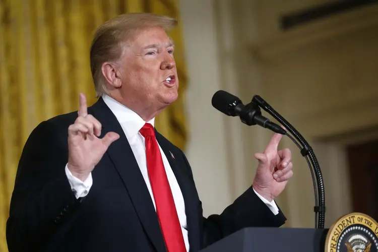 Donald Trump: "Talvez uma das grandes vitórias do informe, e certamente é grande, é que o déficit comercial (...) baixou mais de 50 bilhões de dólares" (Leah Millis/Reuters)