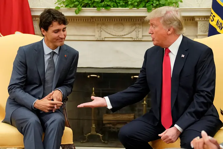 Justin Trudeau e Trump: o primeiro-ministro canadense advertiu que só assinará um acordo "se for bom" para seu país. (Jonathan Ernst/File Photo/Reuters)