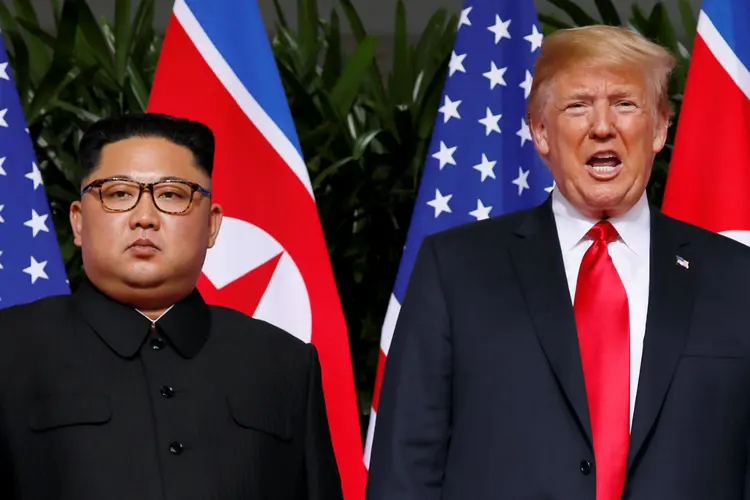 O líder da Coreia do Norte, Kim Jong-un, e o presidente dos EUA, Donald Trump (Jonathan Ernst/Reuters)