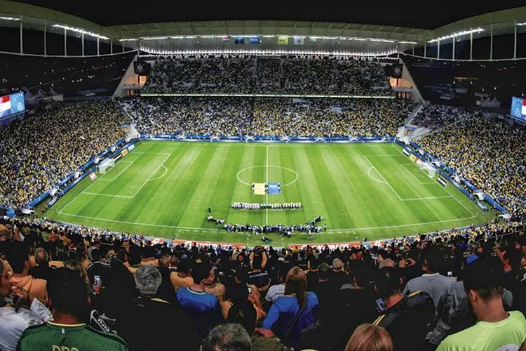 Arena Corinthians: o valor de R$ 1 milhão e a senha "planador" que aparecem na mensagem do Skype são os mesmos contidos na planilha da Odebrecht vinculados ao codinome "Timão", atribuído a Andrés (Paulo Whitaker/Reuters)