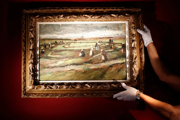 "Fishing Net Menders in the Dunes": obra foi pintada em 1882, inspirada pelos campos em torno de Haia (Gonzalo Fuentes/Reuters)