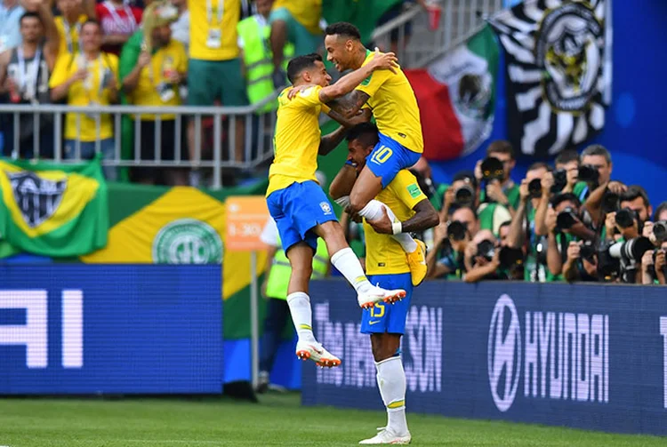 Seleção Brasileira comemora vitória contra time do México (Dylan Martinez/Reuters)