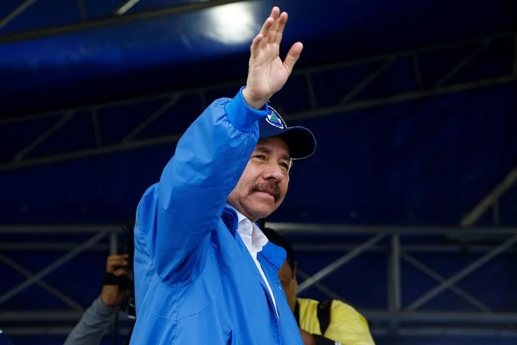 Daniel Ortega, presidente da Nicarágua: Reeleito em 2016 para o terceiro mandato consecutivo, ele acumula 11 anos no poder (Oswaldo Rivas/Reuters)