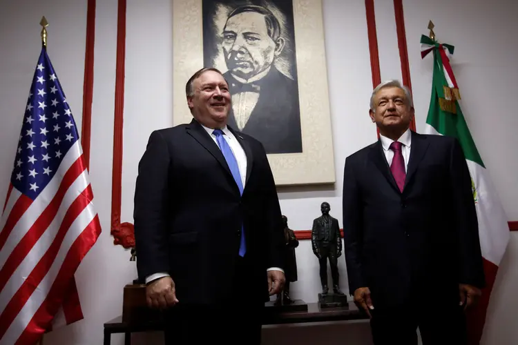 Pompeo e Obrador: relações entre Estados Unidos e México se tensionaram desde que Trump chegou à Casa Branca, em janeiro de 2017 (Carlos Jasso/Reuters)