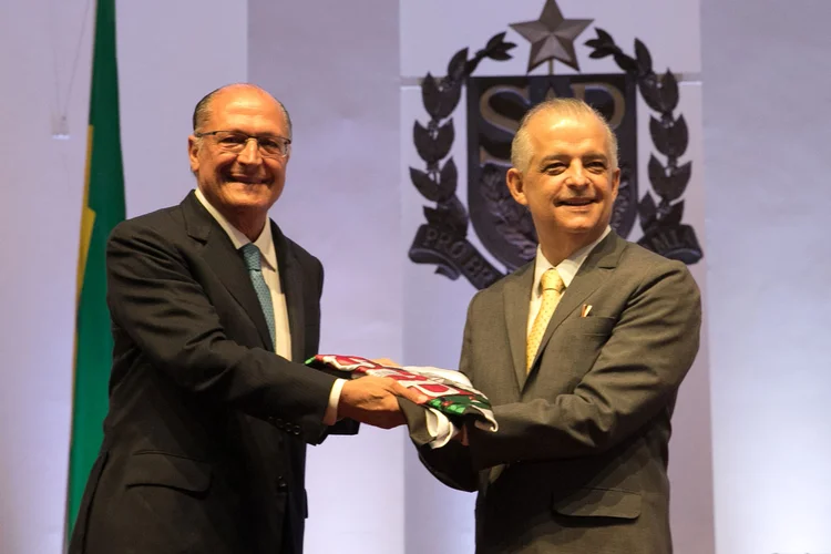 Governador do estado de São Paulo, Márcio França, acompanhado do ex-governador Geraldo Alckmin (Governo do Estado de São Paulo/Reprodução)