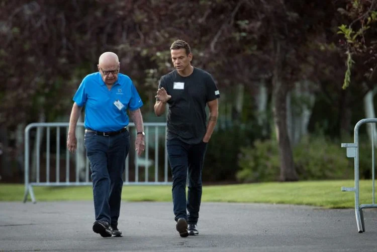 Rupert e Lachlan Murdoch: donos da 21st Century Fox estarão nos holofotes da conferência de Sun Valley, com Disney e Comcast brigando pelos estúdios da empresa (Drew Angerer/Getty Images)