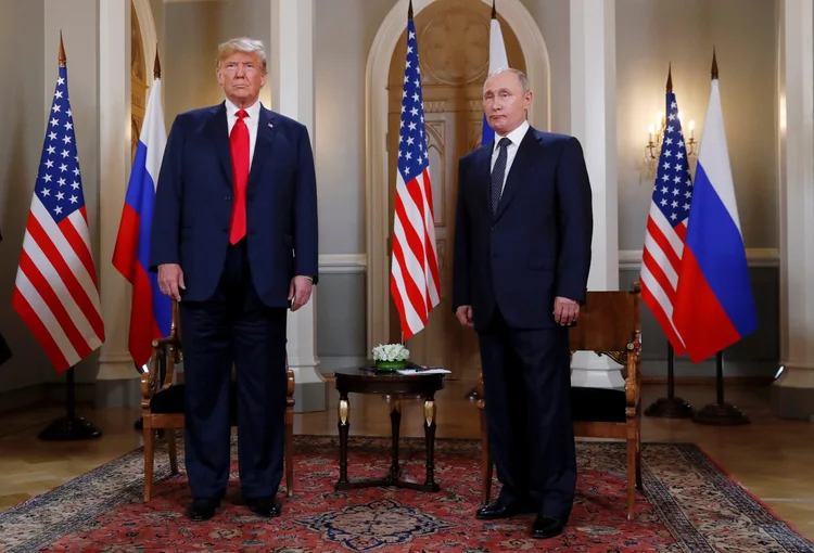Trump e Putin: presidente americano informou que tinha decidido com líder russo trabalhar juntos para garantir segurança de Israel em diante da situação na Síria (Kevin Lamarque/Reuters)