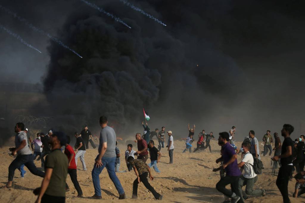 Protestos em Gaza deixam um palestino morto e 50 feridos