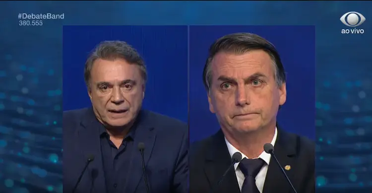 Debate: outro confronto direto entre os dois candidatos foi quando Bolsonaro perguntou a Dias o destino de empréstimos do BNDES (Exame/Reprodução)