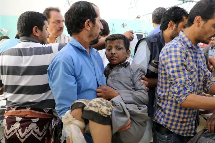 O número de crianças mortas durante o bombardeio ainda não foi divulgado (Naif Rahma/Reuters)